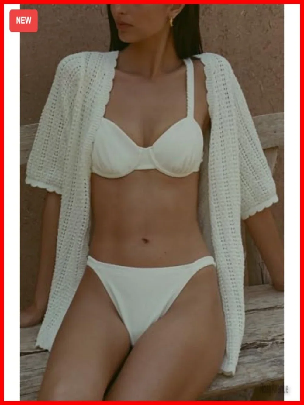 Summer 2 Piece Swimsuit Cover Up Crochet Knit Cardigan Tops Long Pants Set
